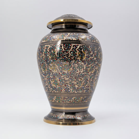 Zamin Hand-Etched Large Brass Urn