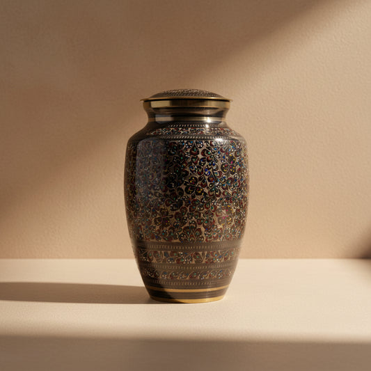 Asmaan Hand-Etched Large Brass Urn