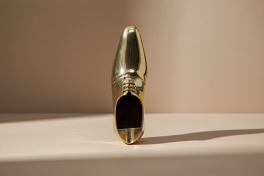 Mens Derby Shoe Polished Brass Ash Tray Pair
