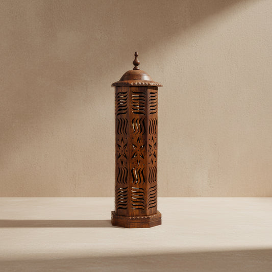 Mahiyar Tall Hand-Carved Wooden Lantern