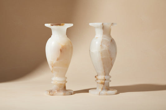 Rayyan Creamy White Onyx Vase, Set of 2