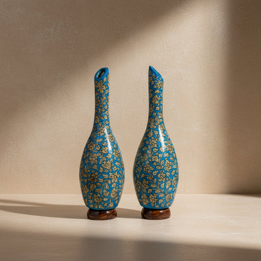 Rubina Blue Floral Hand-Painted Lamps, Set of 2