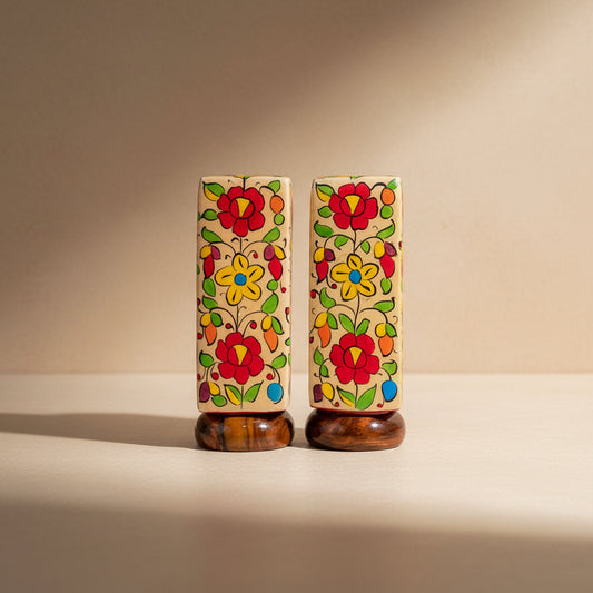 Safa Floral Hand-Painted Lamp, Set of 2