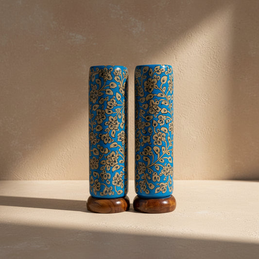 Sahal Blue Floral Lamps, Set of 2