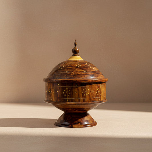 Handcrafted Sheesham Wood Bread & Chapati Server with Lid | Insulated Hot Pot