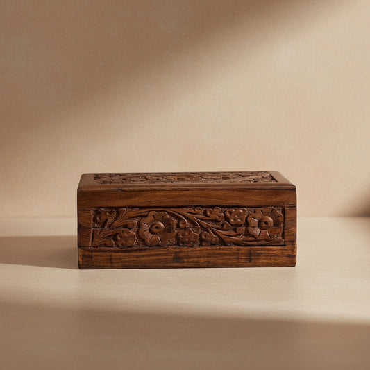 Kanz Hand-Carved Wooden Jewelry Box