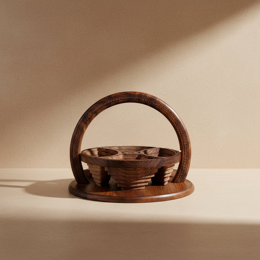 Chobi Wooden Serving Tray with Handle