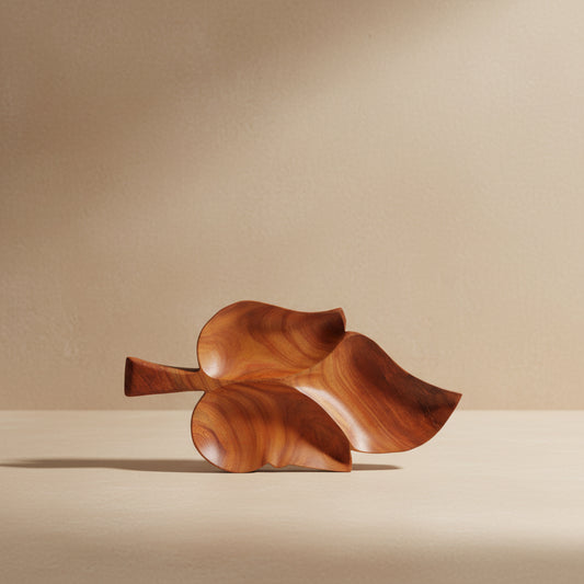 Hand-Carved Leaf Serving Tray