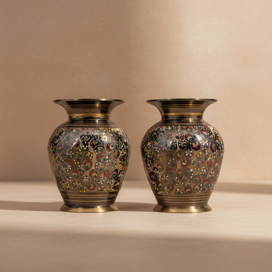 Hareer Hand-Etched Brass Vase Set of 2