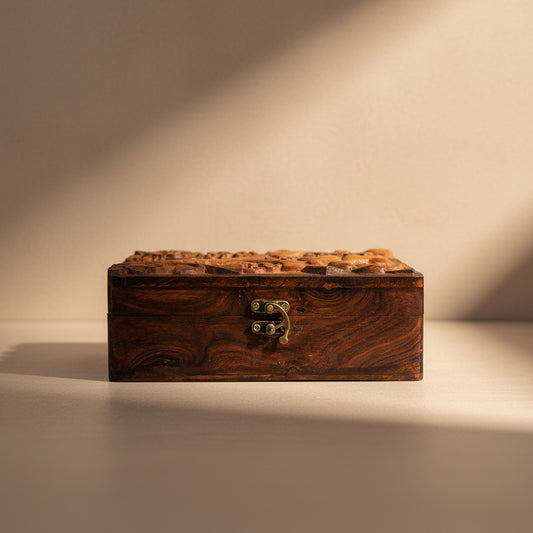 Hamid Hand-Carved Wooden Jewelry Box