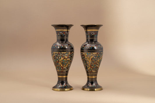Shaam Hand-Etched Brass Vase Set of 2