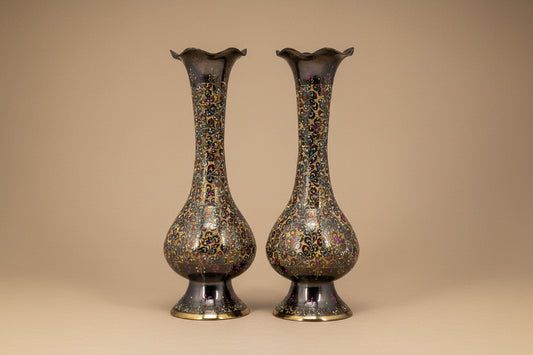 Laam Hand-Etched Brass Tall Vase Set of 2