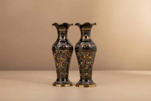 Batool Hand-Etched Brass Vase Set of 2