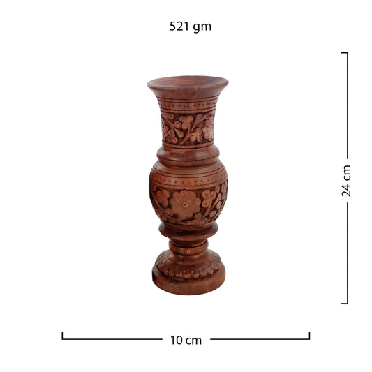 Hand-Carved Wooden Decorative Vase Pair | Artisan Home Décor