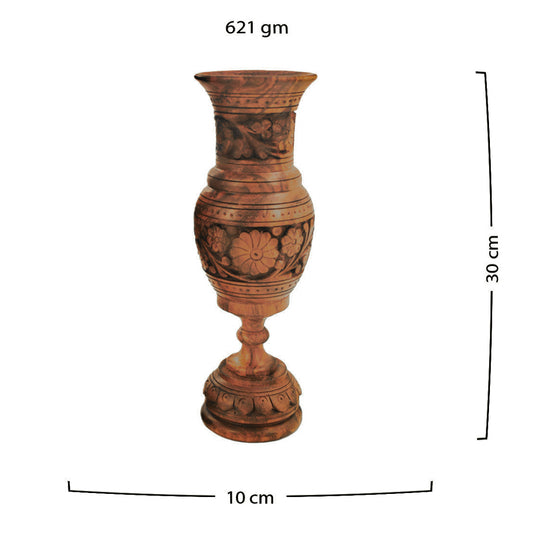 Hand-Carved Wooden Decorative Vase Pair | Artisan Home Décor