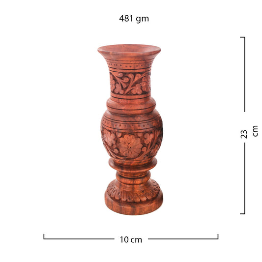 Hand-Carved Wooden Decorative Vase Pair | Artisan Home Décor