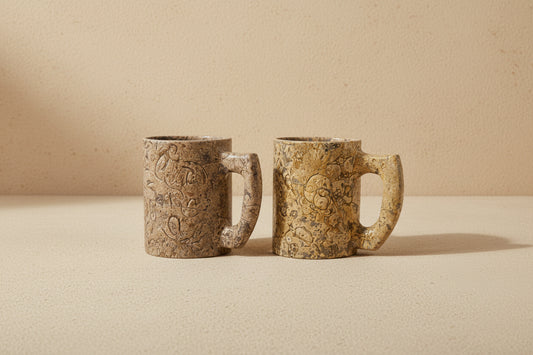 Saaki Fossilized Limestone Mug, Set of 2