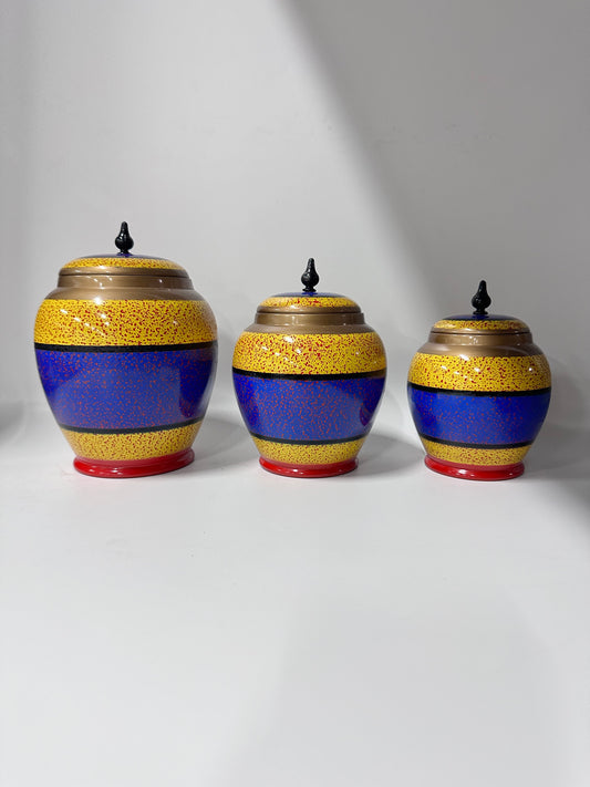 Handcrafted Abri Lacquer Candy Jar Set of 3 – Rounded Decorative Storage Jars