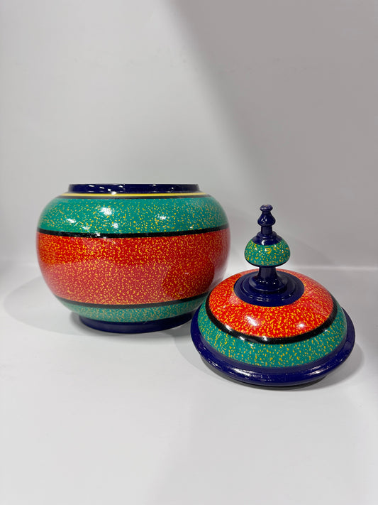 Handcrafted Abri Lacquer Jewelry Pot with Lid | Decorative Keepsake Box
