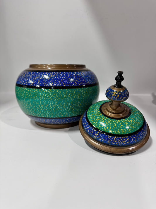 Handcrafted Abri Lacquer Jewelry Pot with Lid | Decorative Keepsake Box