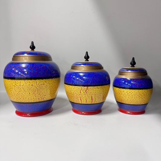 Candy Jar Set of Handcrafted Abri Lacquer Candy Jar Set of 3 – Rounded Decorative Storage Jars3 jars small medium large.Hand Etched