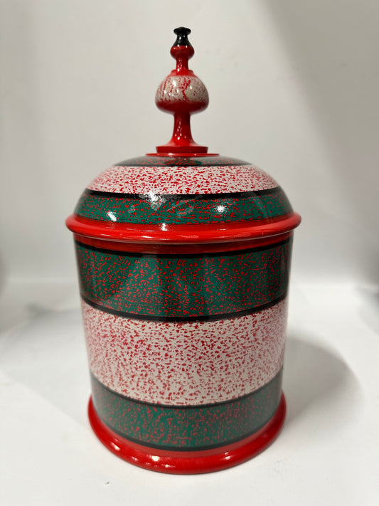 Handcrafted Abri Lacquer Candy Jar – Cylindrical Decorative Storage Jar