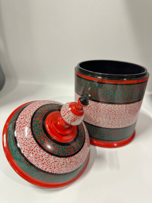 Handcrafted Abri Lacquer Candy Jar – Cylindrical Decorative Storage Jar