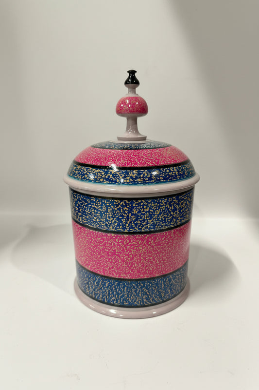 Handcrafted Abri Lacquer Candy Jar – Cylindrical Decorative Storage Jar
