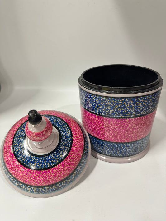 Handcrafted Abri Lacquer Candy Jar – Cylindrical Decorative Storage Jar