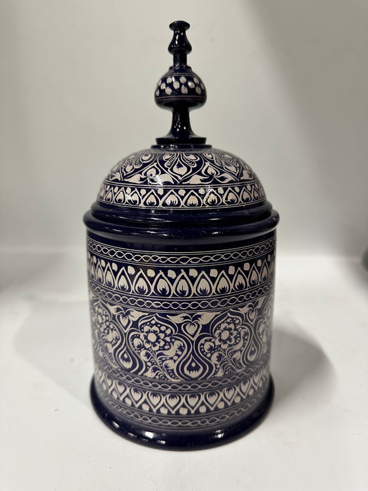 Hand-Painted Kashikari Candy Jar – Cylindrical Decorative Storage Jar set of 4.