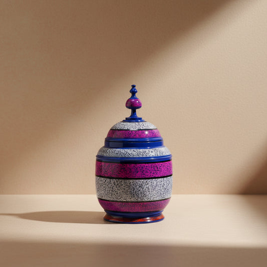Handcrafted Abri Lacquer Candy Jar – Rounded Decorative Storage Jar