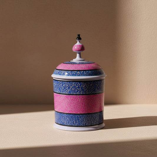 Handcrafted Abri Lacquer Candy Jar – Cylindrical Decorative Storage Jar