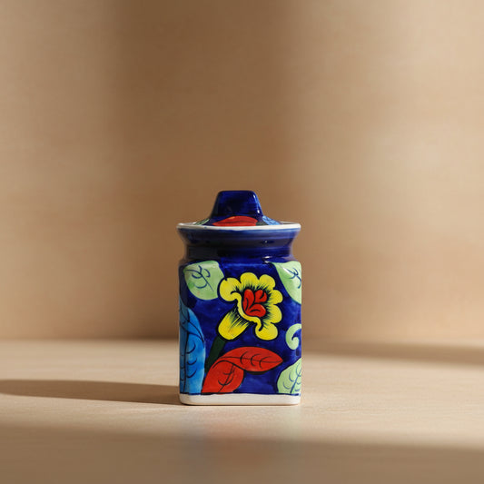 Aslee Blue Floral Ceramic Jar